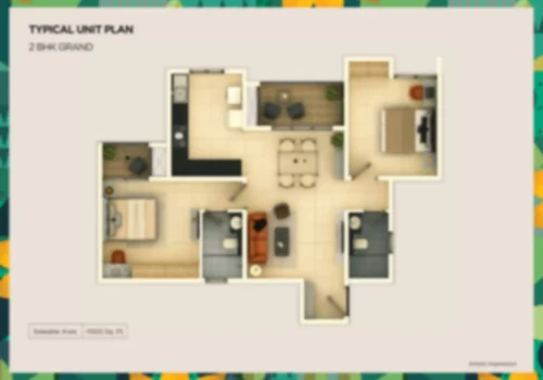 Purva Aerocity 2 bhk apartment Floor Plan by Puravankara Limited located at Chikkajala, North Bangalore Karnataka